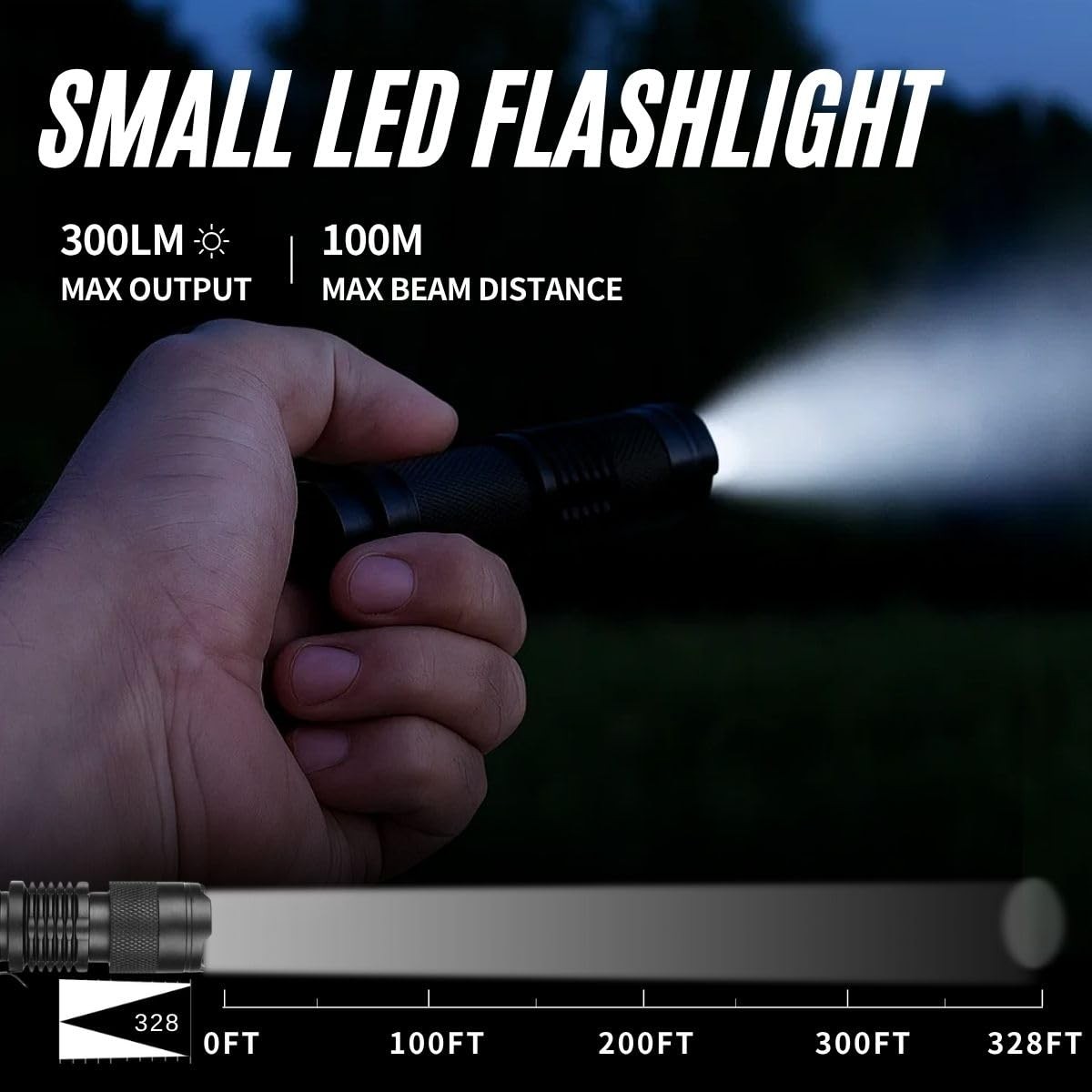 ULTRAFIRE 3 Pack Mini Flashlights Focus Adjustable SK68 Single Mini, Black
