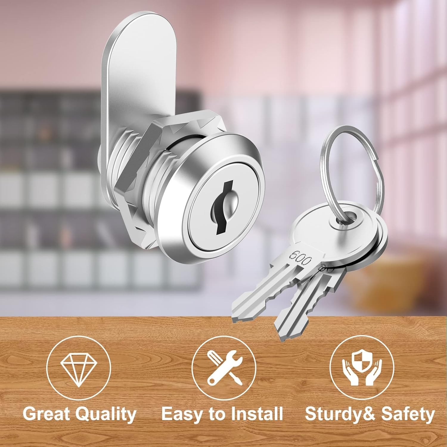 6-Piece Zinc Alloy Cabinet Locks with Keys – Easy & Secure Installation