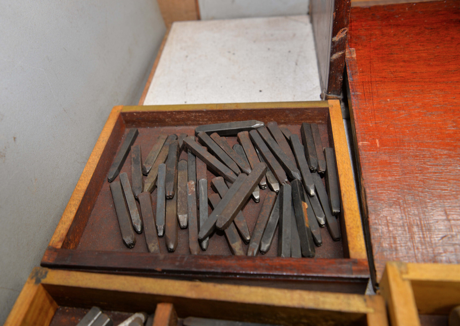 Engraving stamping dies punches collectible graver file tool chest antique lot