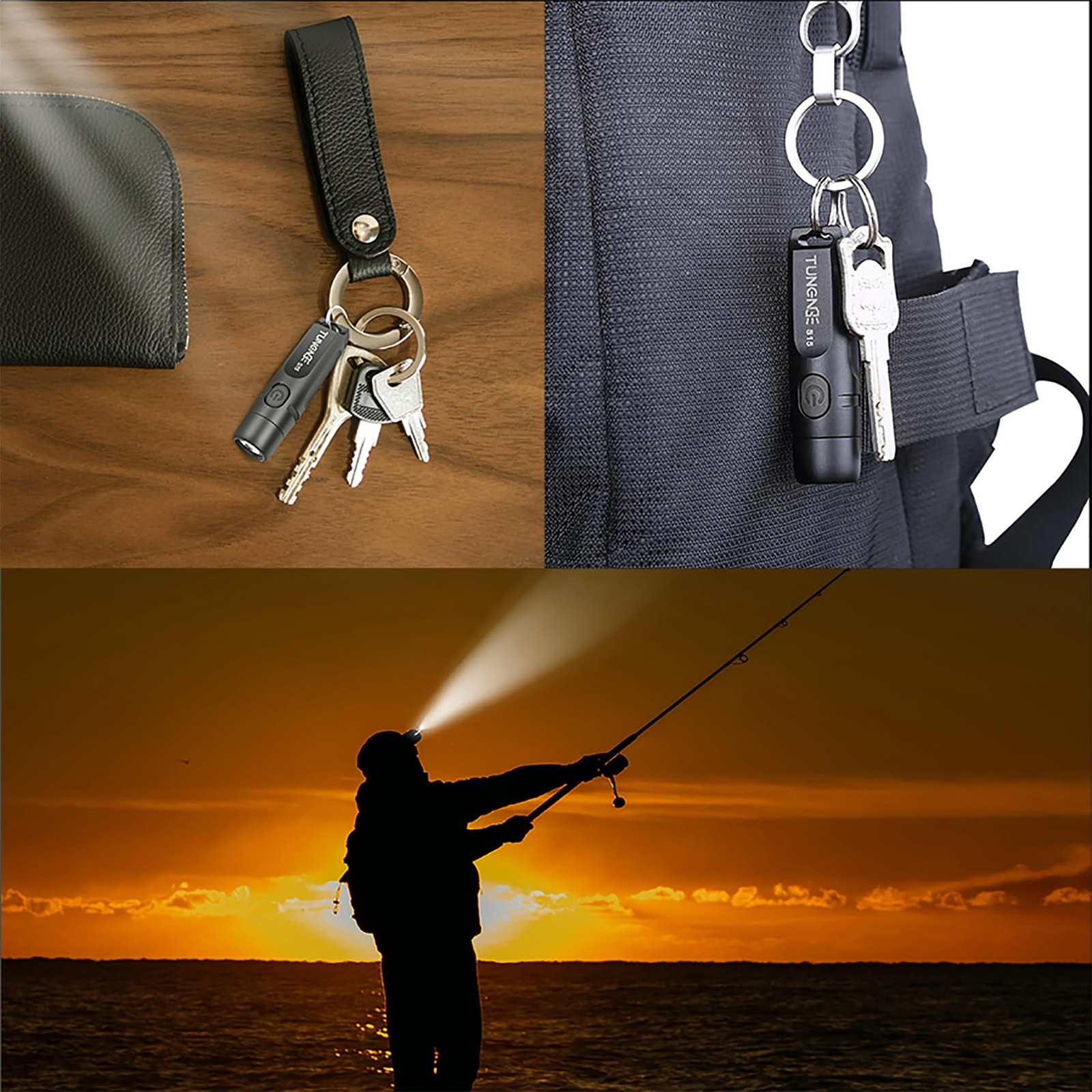 TUNENGE S15 Keychain Flashlight- Super Bright 650 High small, Black-Magnetic