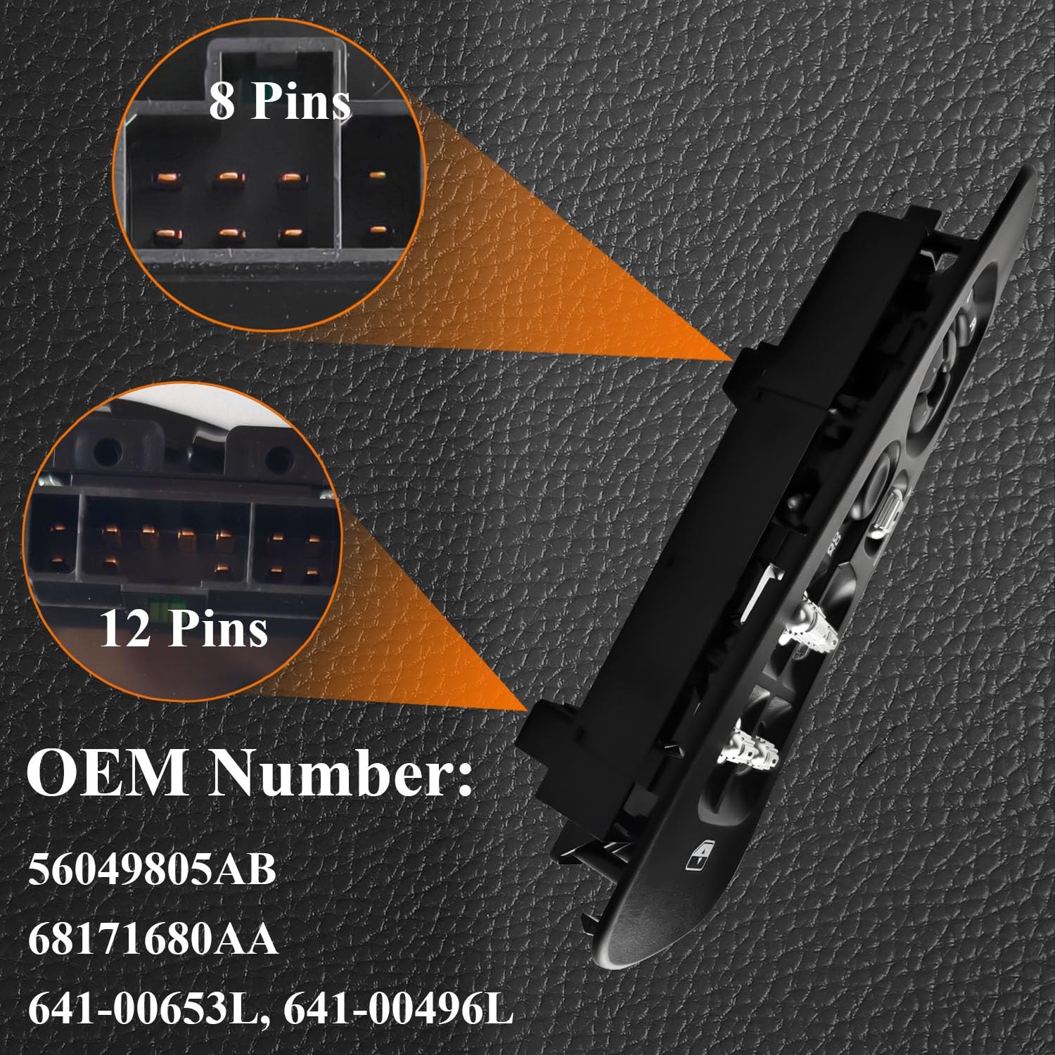 56049805AB Master Power Window Switch & Black & Bezel