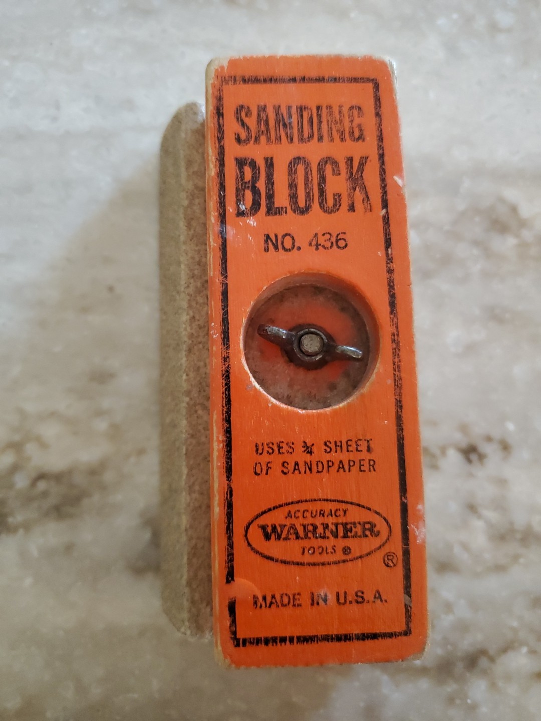 Vtg. Warner Wooden Sanding Block #436 4.5″ L Wing Nut Lock Made in USA