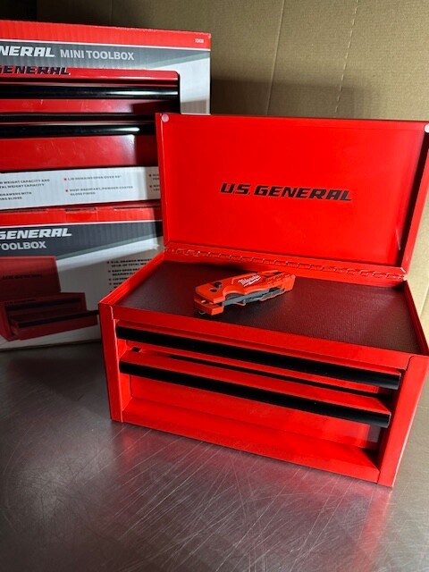 *NEW* U.S. GENERAL Mini Steel Toolbox, Red,*BRAND NEW IN THE BOX*