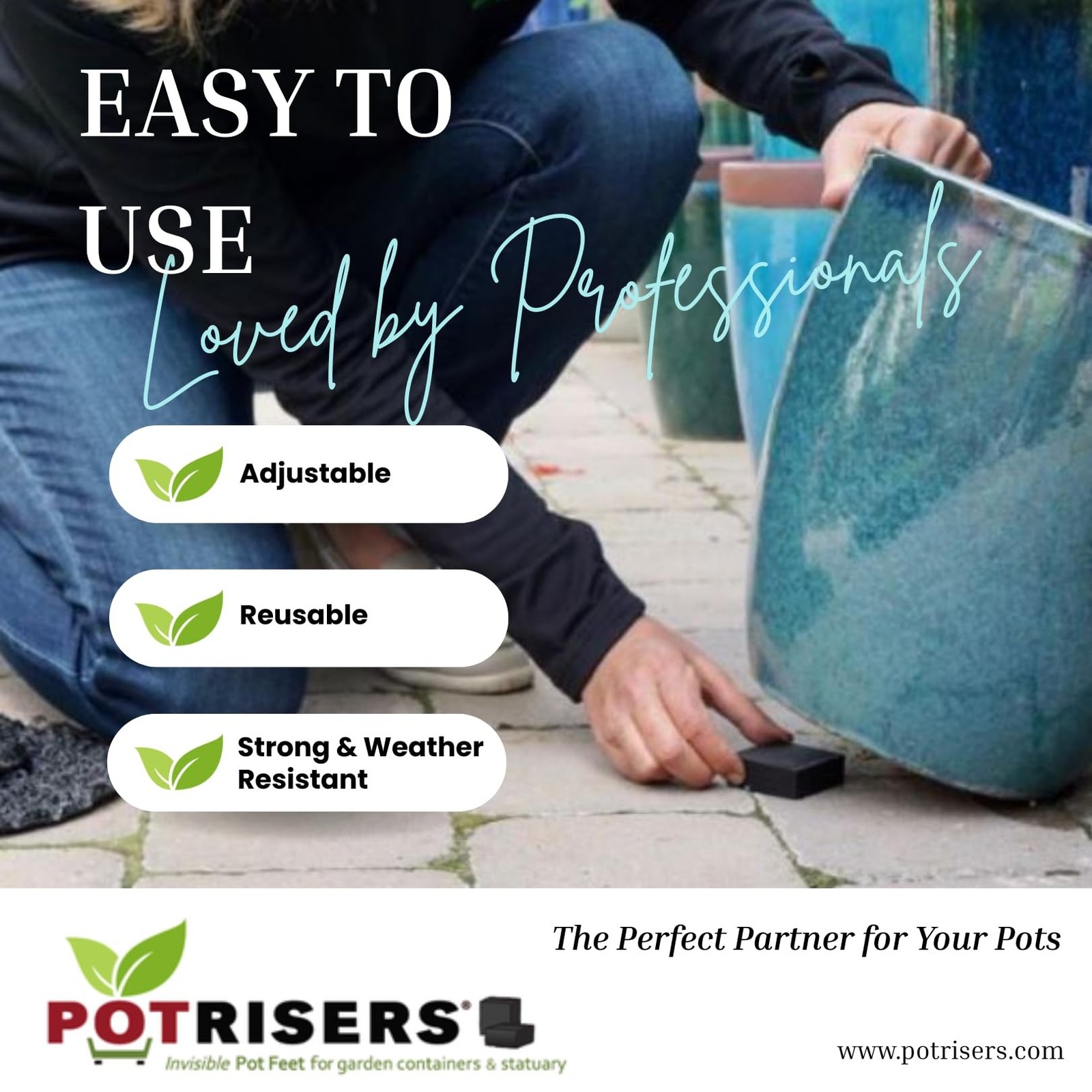 POTRISERS 6 Pack Large 2″ Wide x 3/4″ Tall | Invisible Pot Feet & Plant Riser…