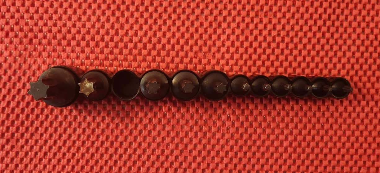 11 LISLE TORX SOCKETS, T-60, 55, 47, 45, 40, 30, 27, 25, 20, 15, & 10, U.S.A.