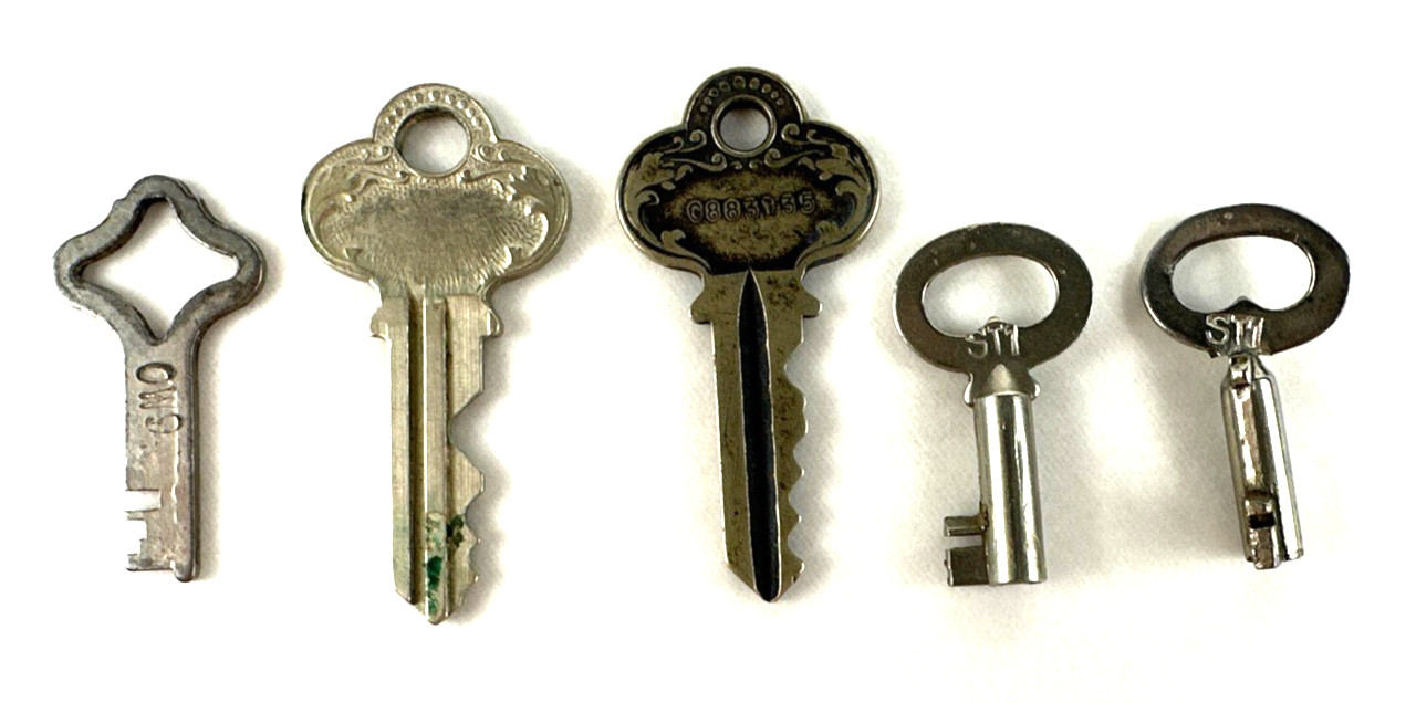 Vintage Key Lot- 5 Total- P. & F. Corbin, Corbin Cabinet Lock Co, Free Ship
