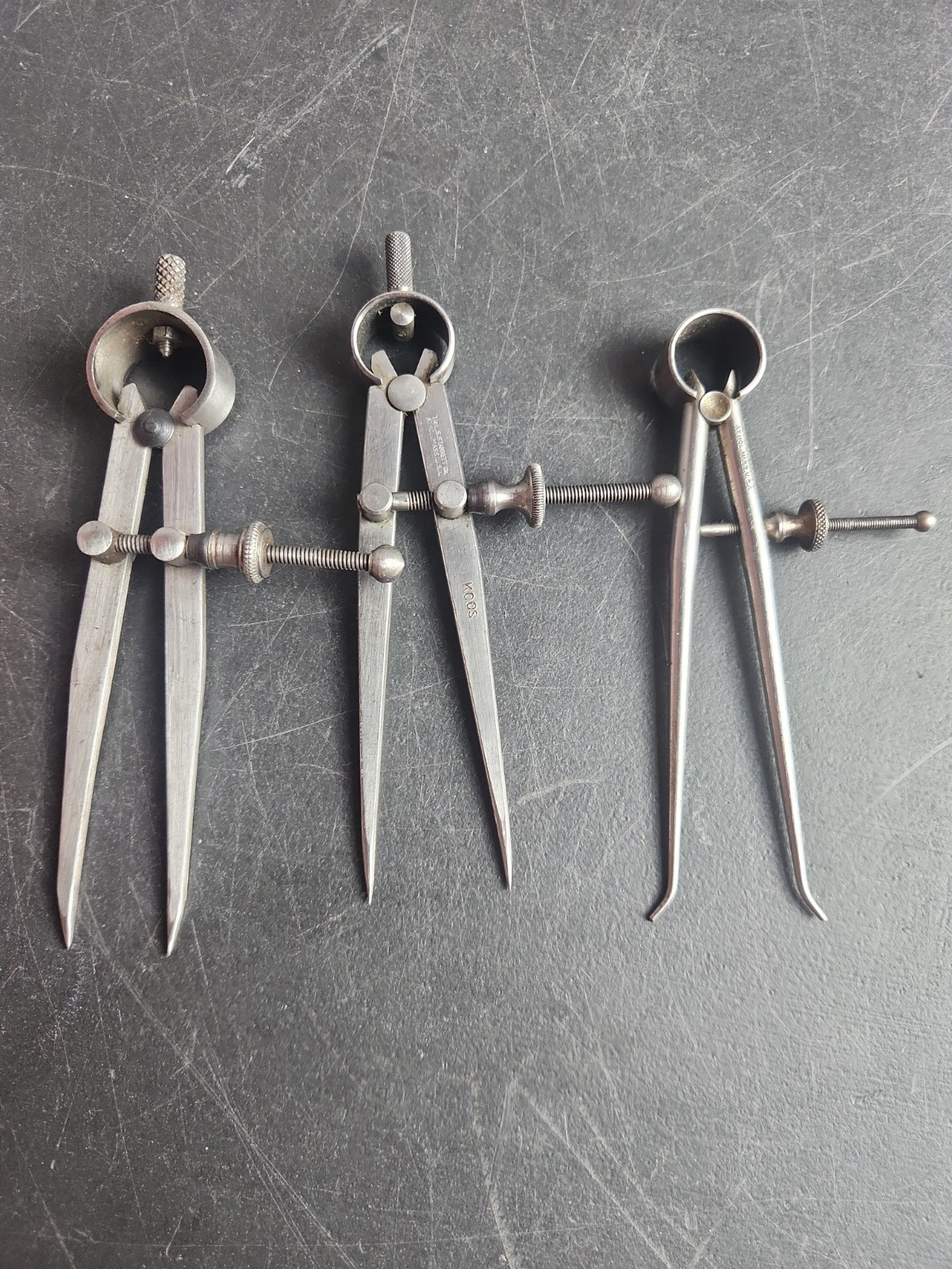 Vintage Starrett Lot of 2 Measuring Calipers Divider 1 Unbranded Divider