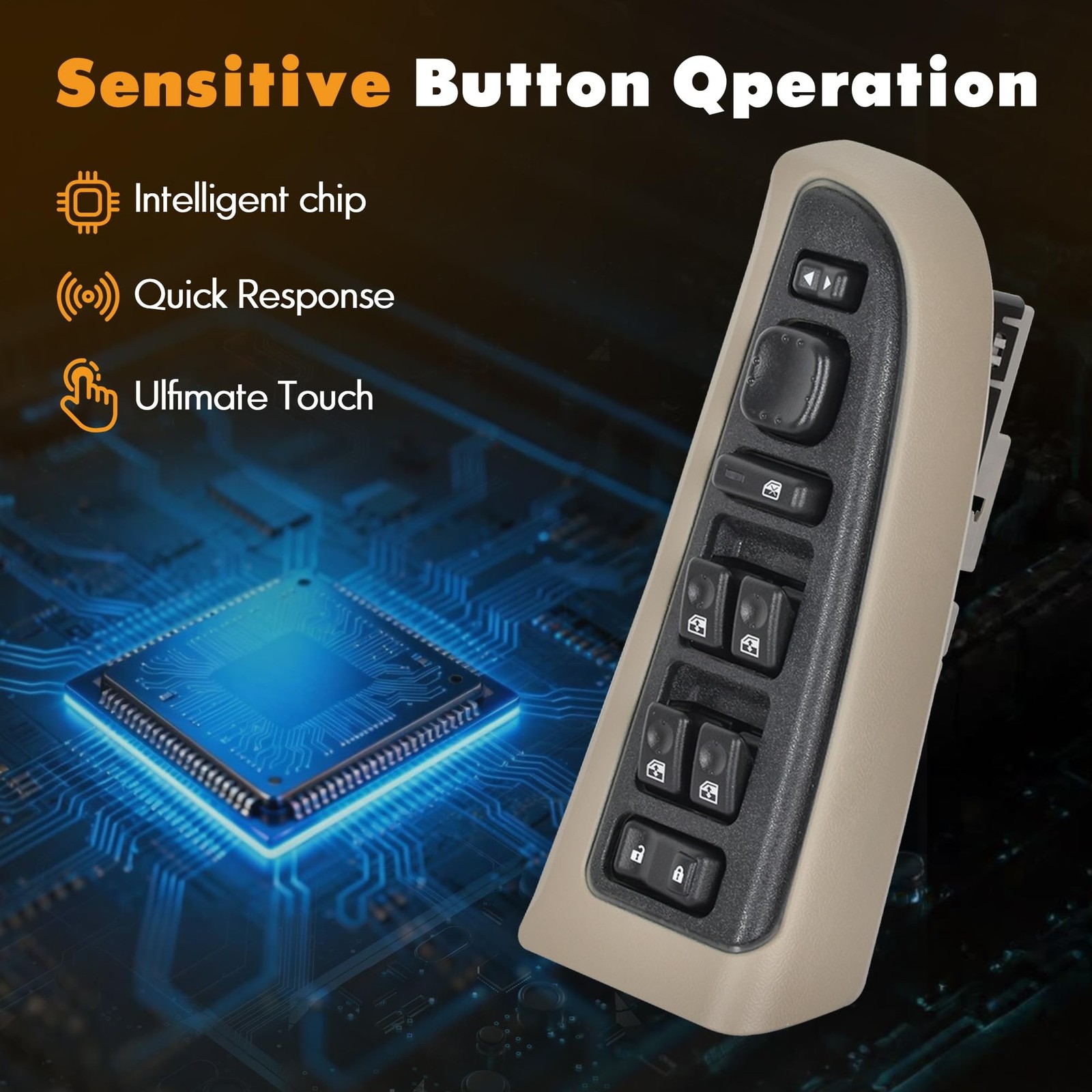 15883323 Front Driver Side Power Window Switch Door Lock Tan Bezel | Fit for …