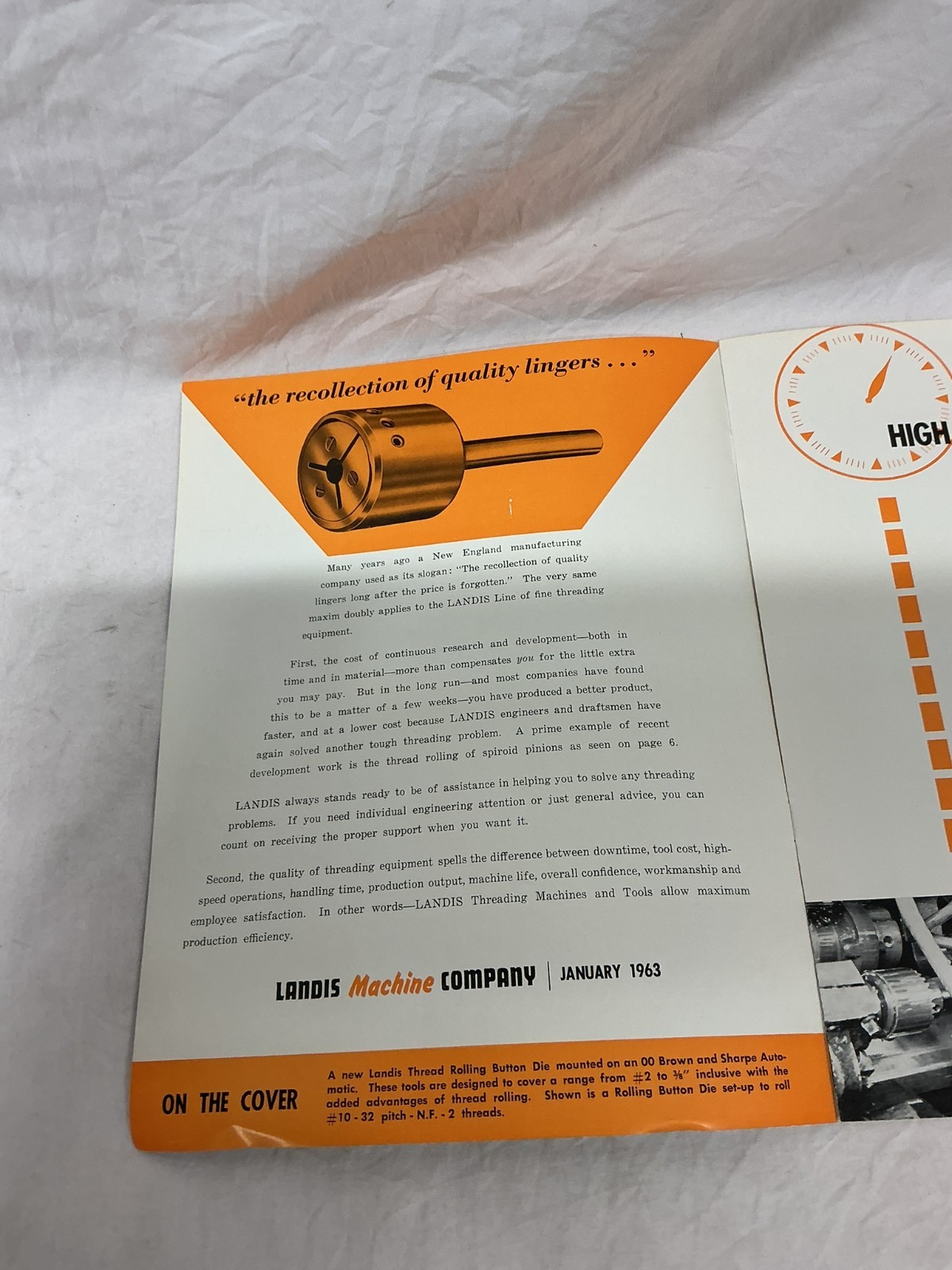 January 1963 Landis Machine Company Thread Tips Bulletin Brochure Pamphlet