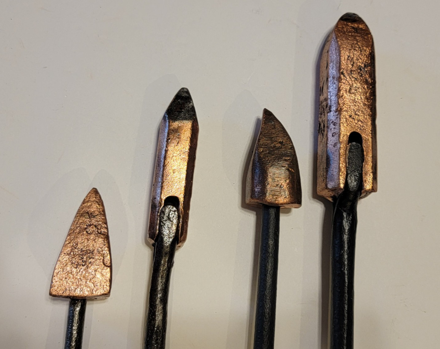 Antique or Vintage LOT of 4 Copper Head Tipped Soldering Irons Unbranded