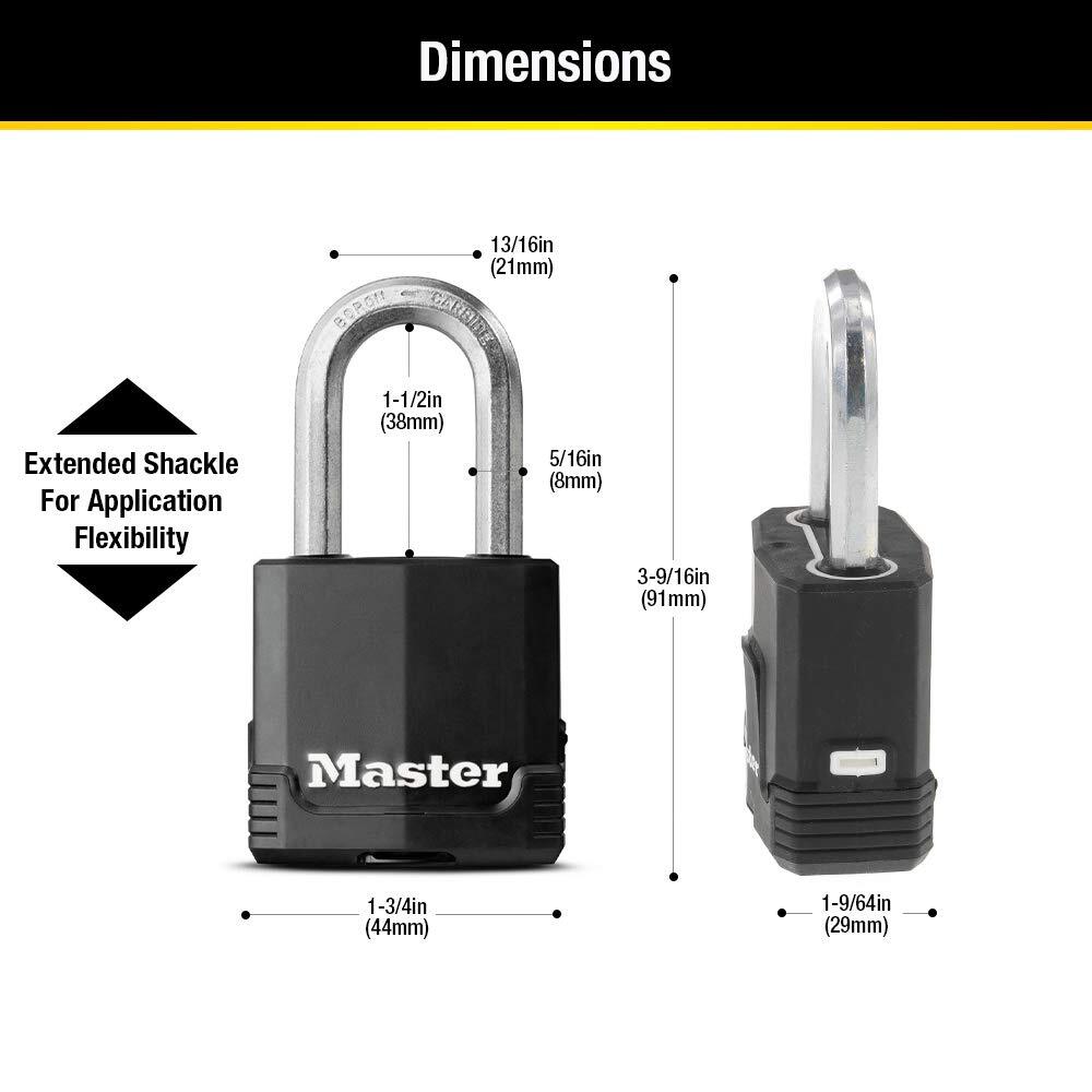 Heavy Duty Outdoor Padlock with Key Dual Armor Construction Weather Resistant