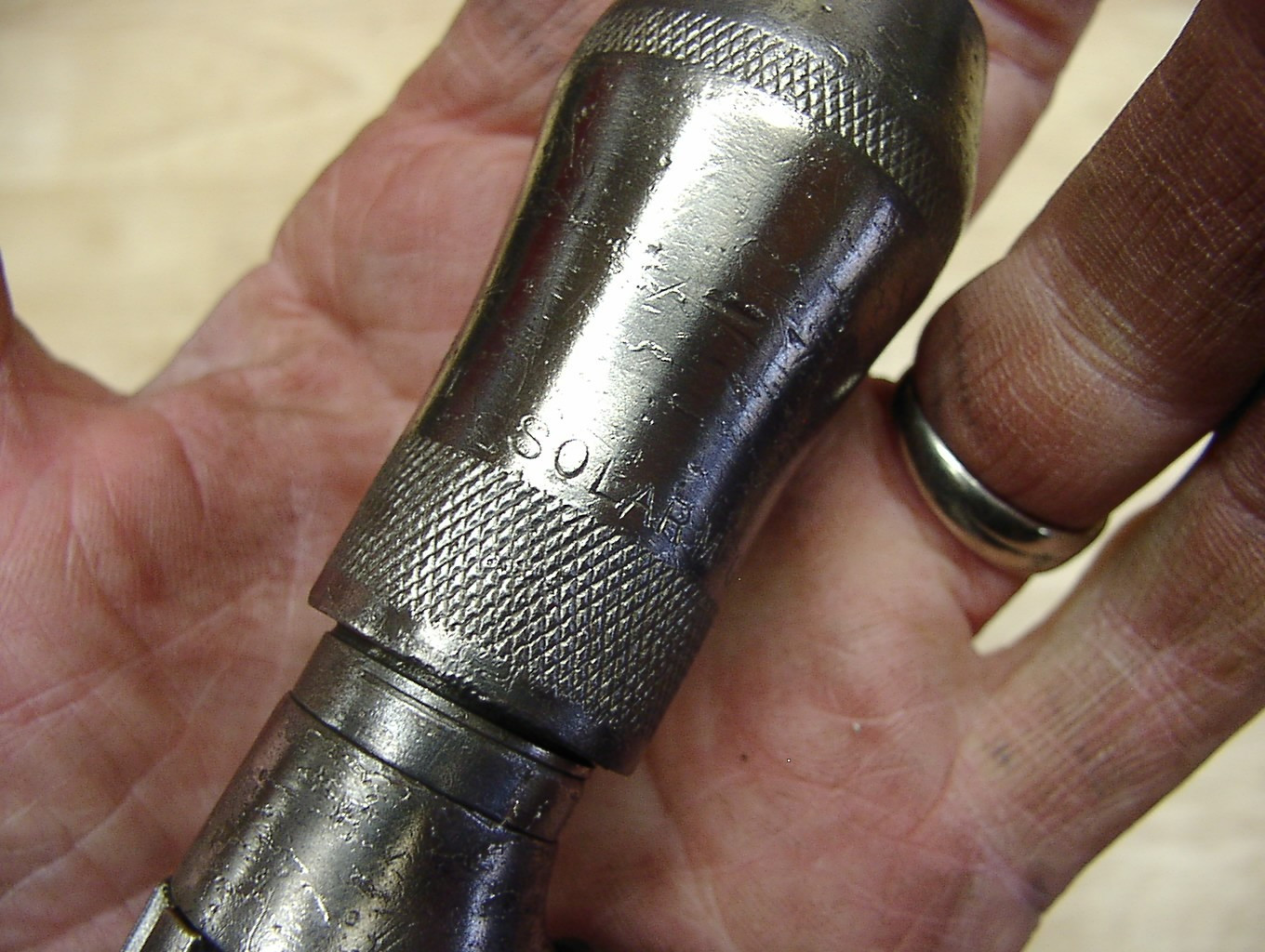 Old Used Tools,Vintage Solar Mfg. Co. 10″ Ratcheting Bit Brace,Plating Loss,VGC