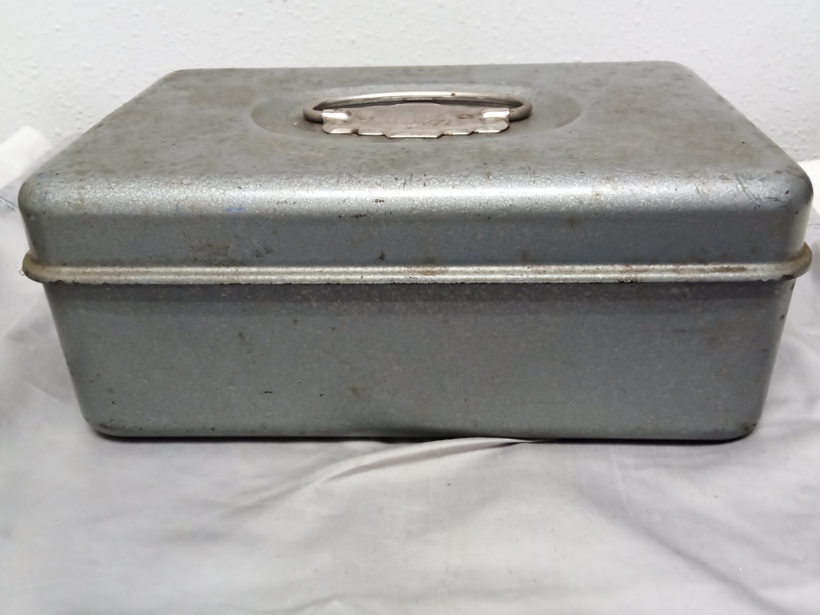 Vintage UTILCO Steel Gray security cash box Union Steel Chest Corp USA No Key