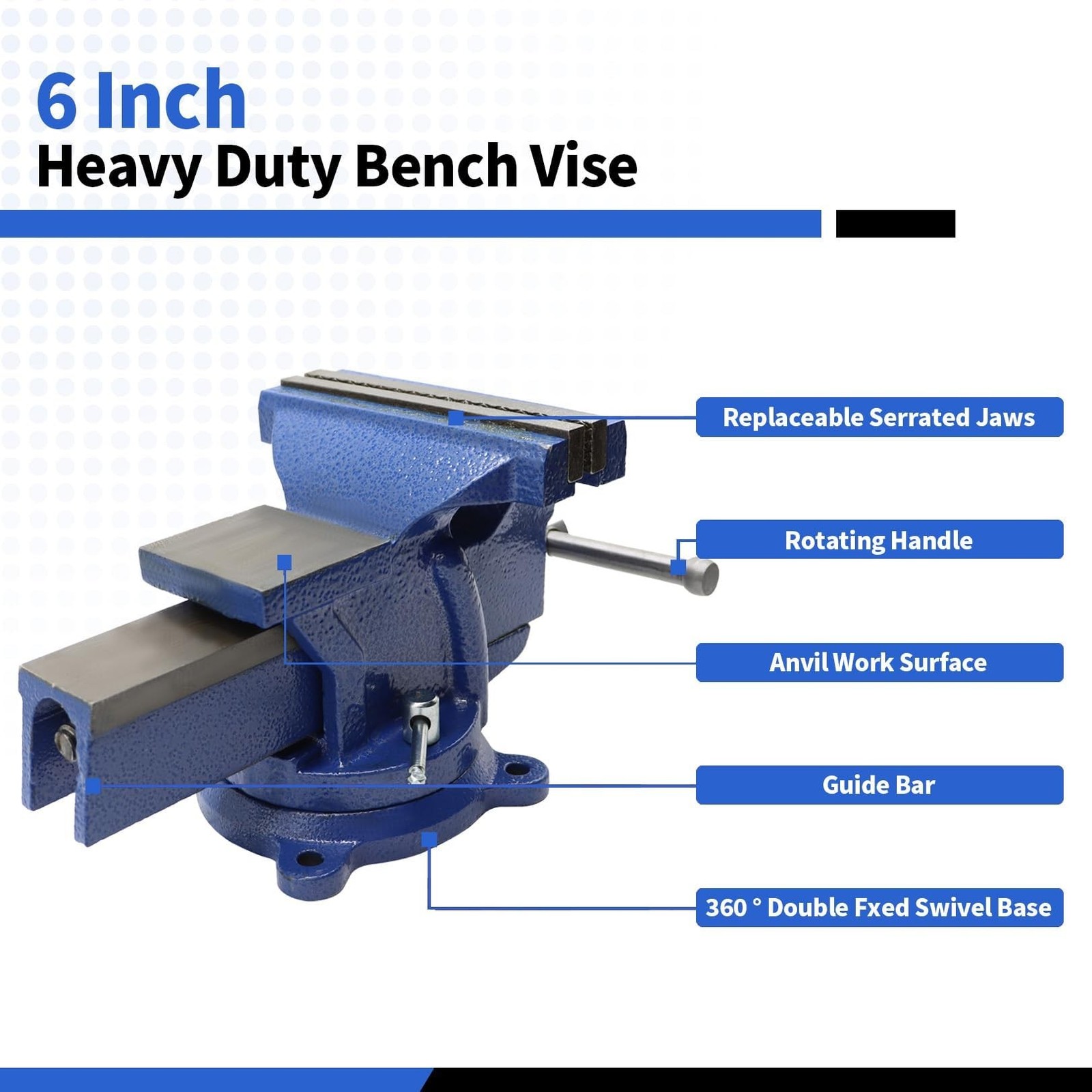 6″ Heavy Duty Bench Vise Cast Iron Vise with 360° Flexible Swivel Locking Bas…