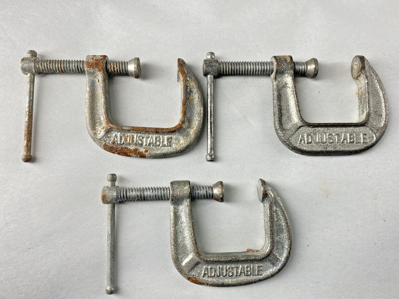 Lot of 8 Adjustable Brand C Clamps 1 x 1430 3″, 4 x 1420 2″, 3 x 1410 1″