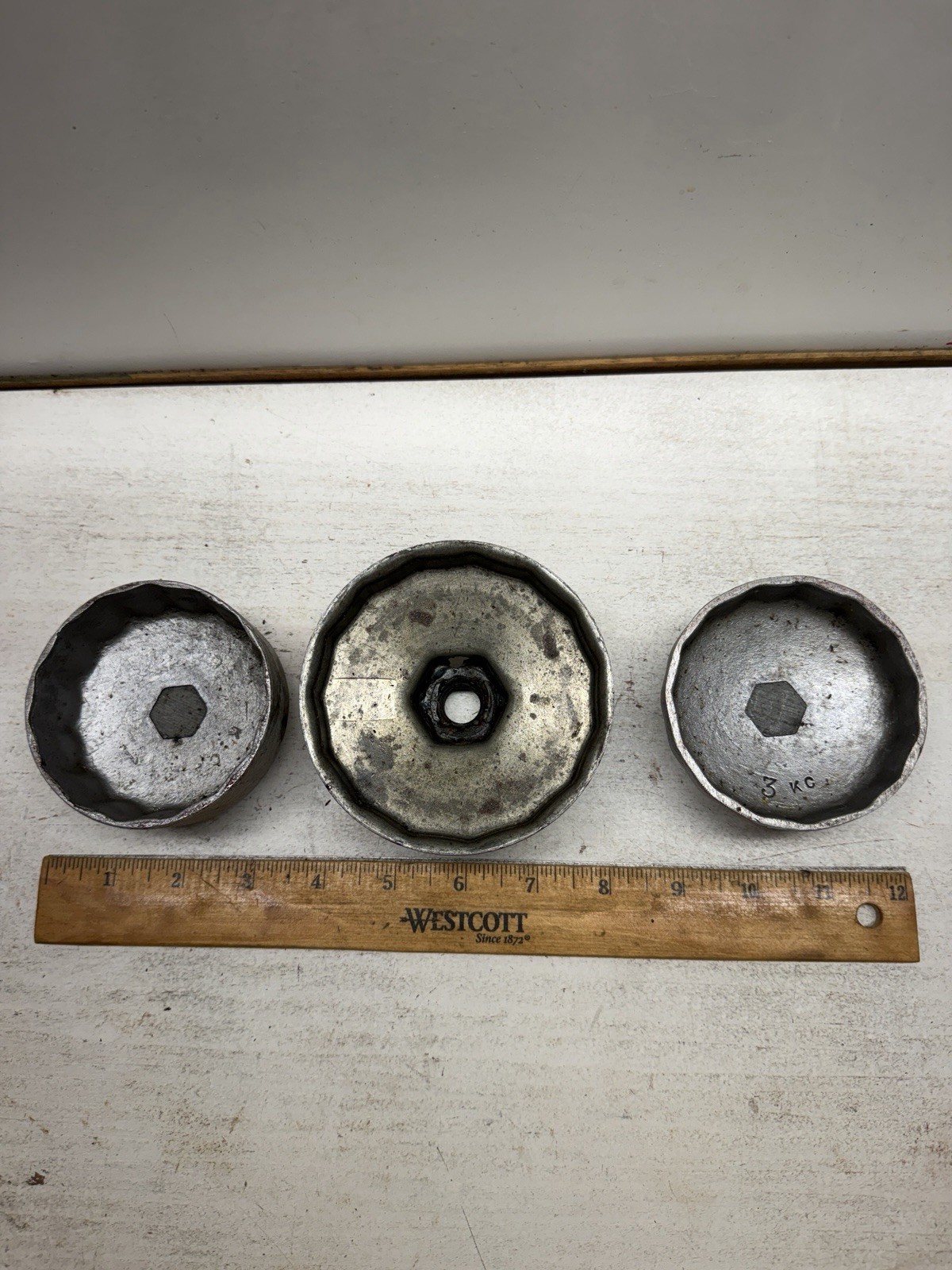 Vintage Oil Filter Wrench Cap Style Lot Of 3 USA KC, Fram, Motocraft, NAPA, Wix