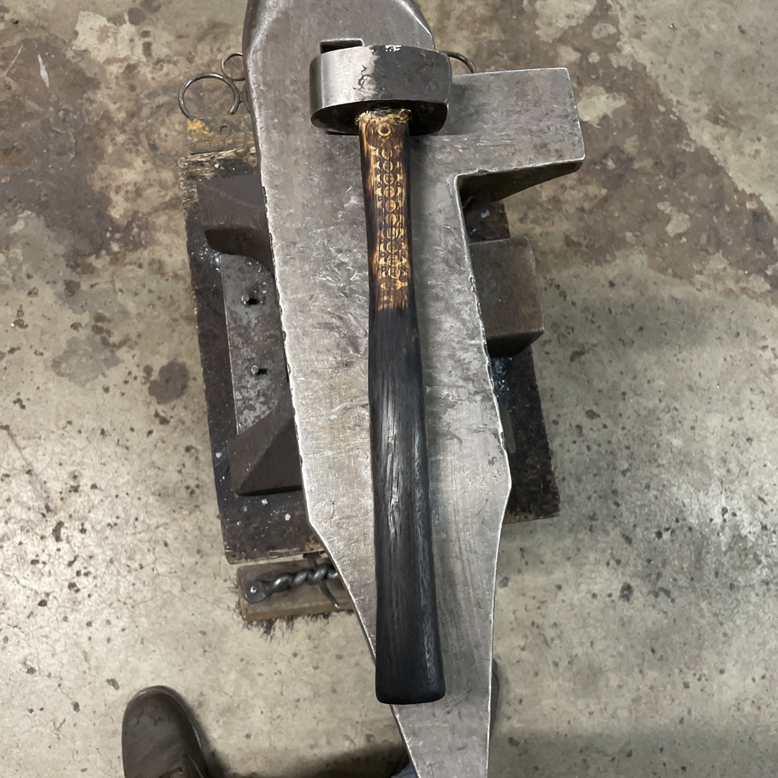 Big O Forge: 2.2Lb Dark Engraved Straight Peen (wide) 1045 Steel Hand Forged USA