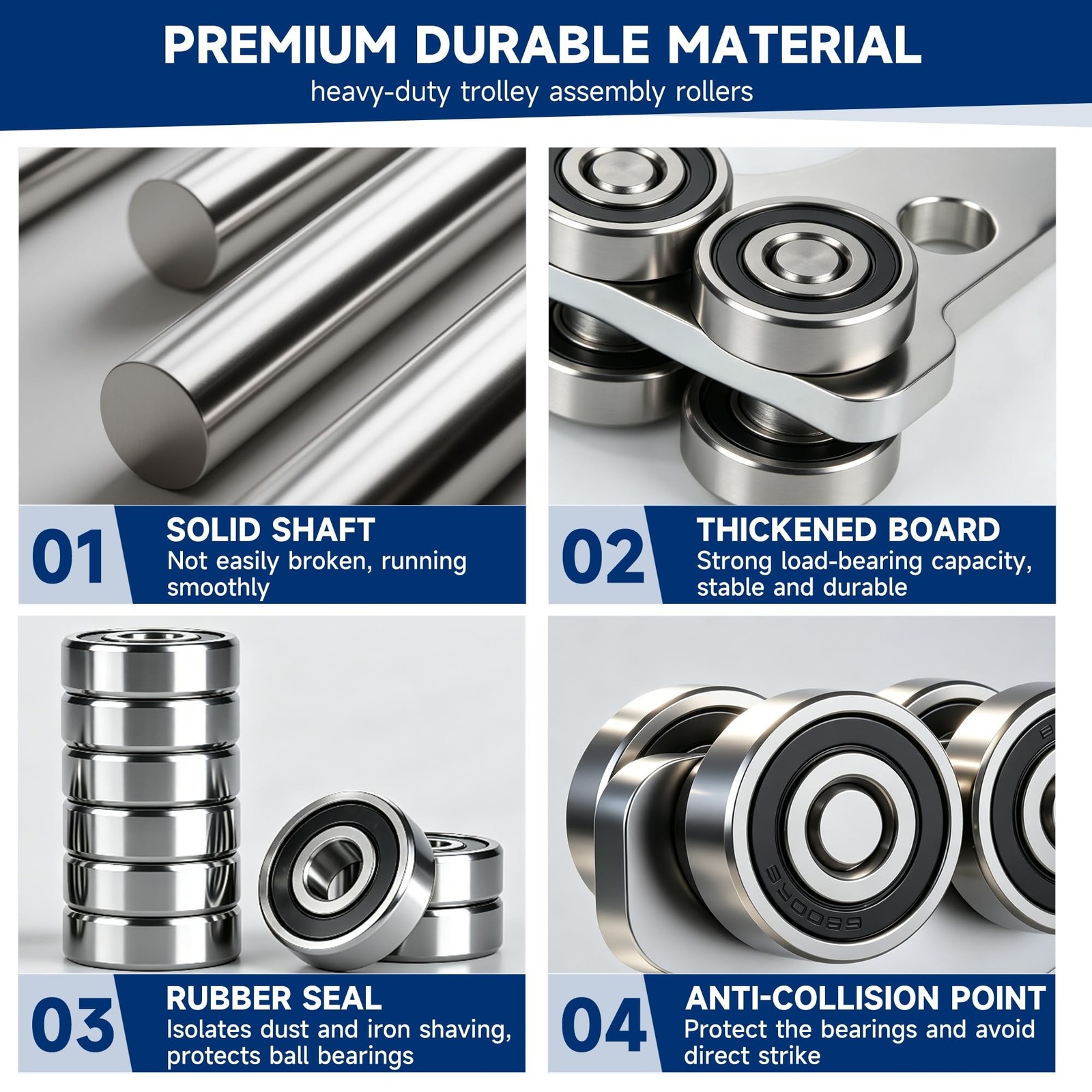 8 Wheel Trolley Assembly Rollers.Eight Bearing Trolley Assembly.The top of th…