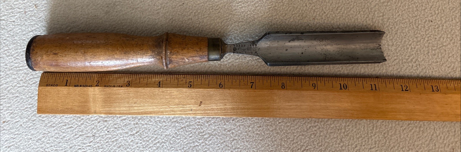 Vintage W. Butcher Cast Steel Tang Gouge 1-1/4” Sheffield England #21