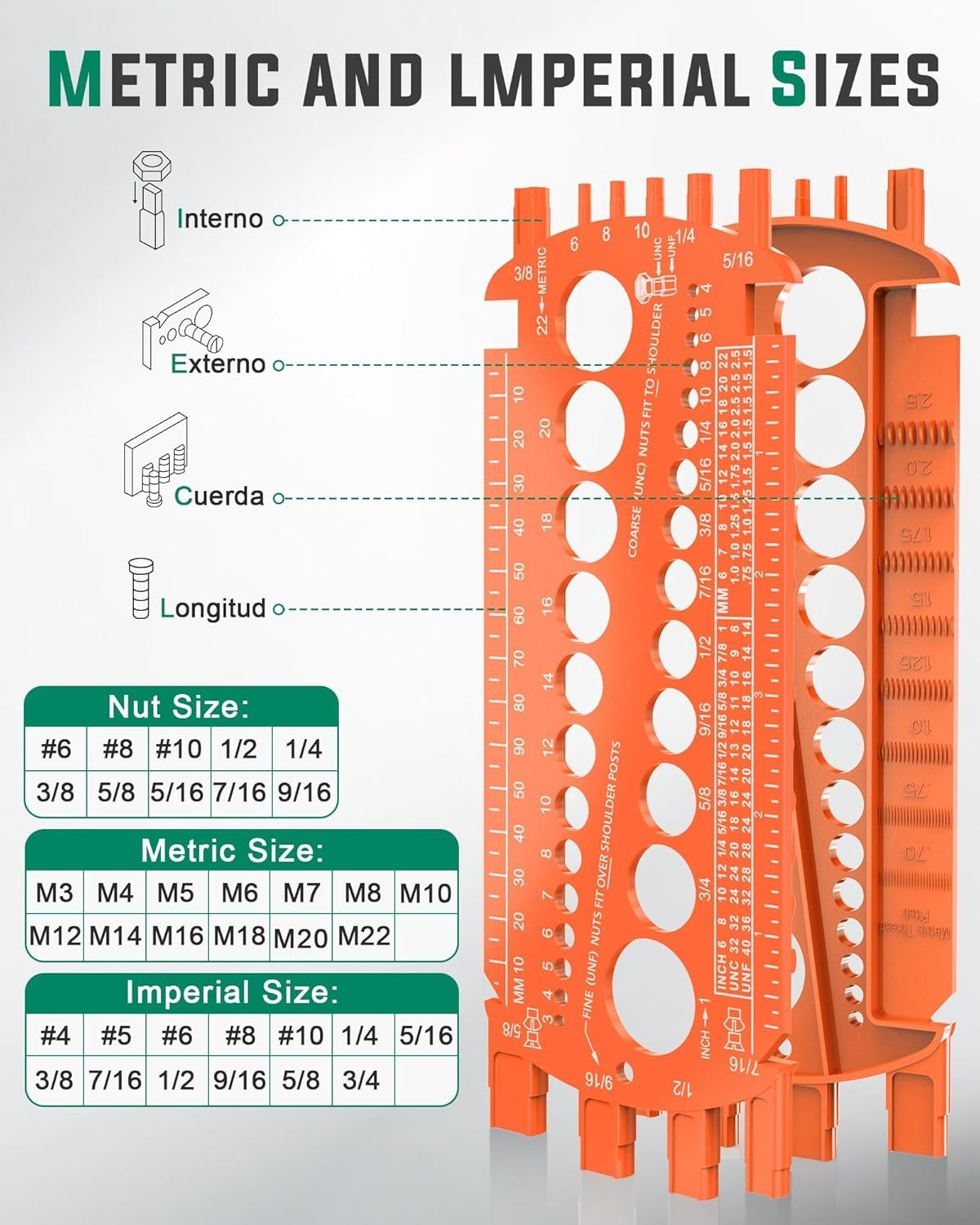Durable Orange Thread Measure Gauge – Compact Tool for Efficient Bolt Sorting