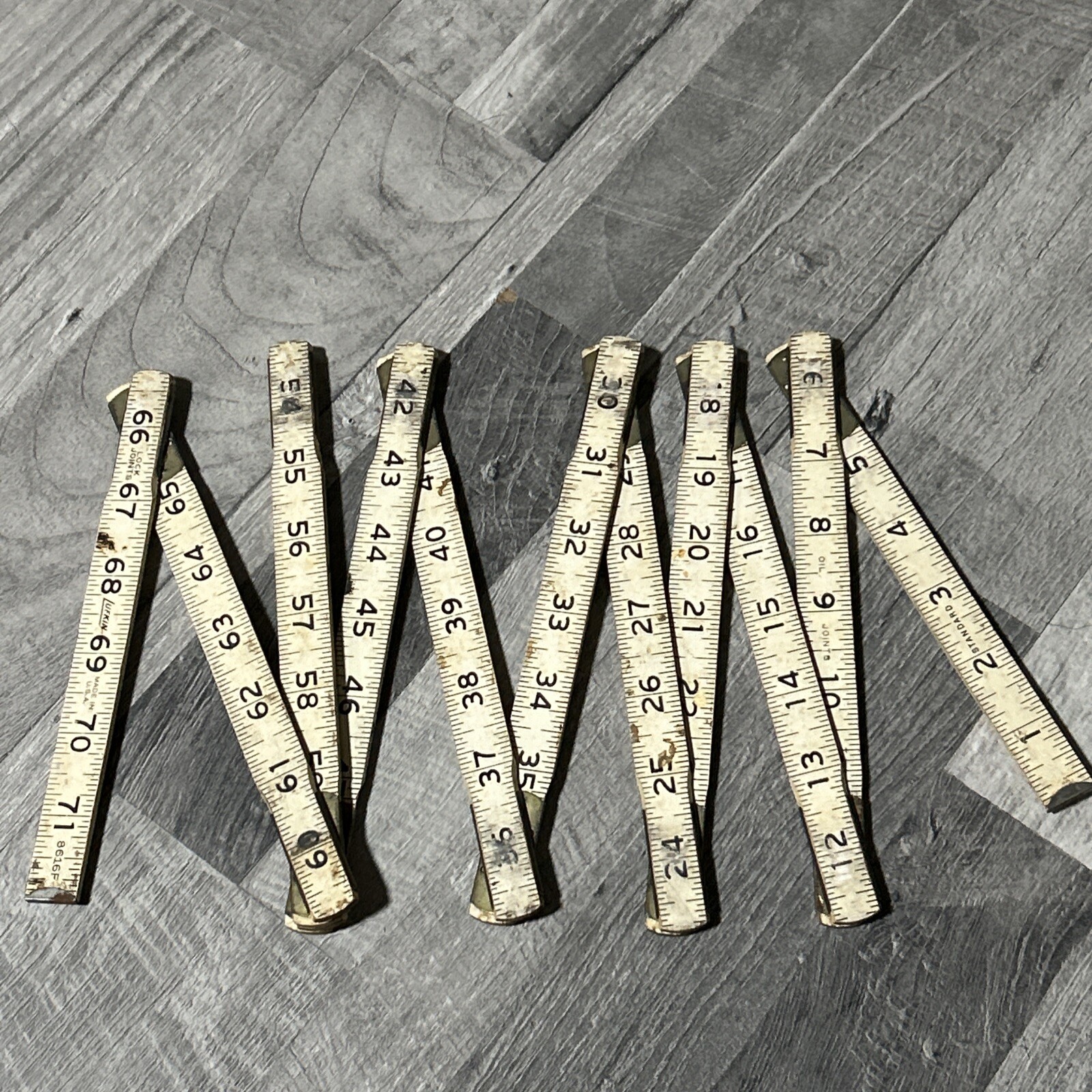 Vtg Lufkin Folding Ruler No. 8616F 6ft (72 Inches) White USA W11