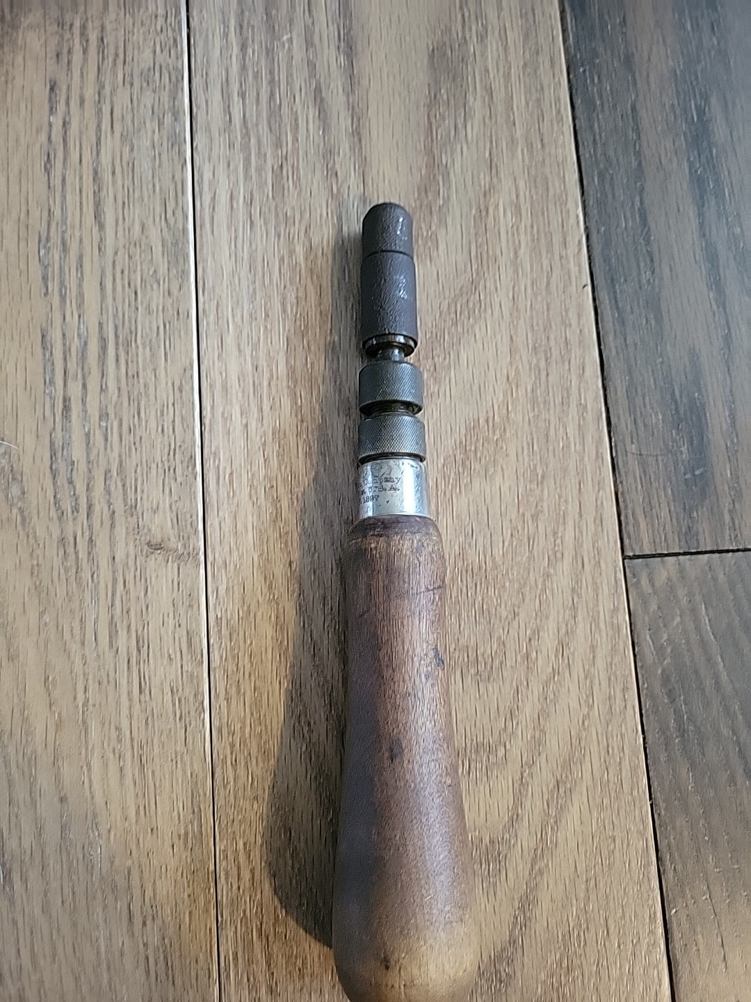 Antique Goodell Brothers 1897 Automatic Wood Handle Screwdriver Drill?