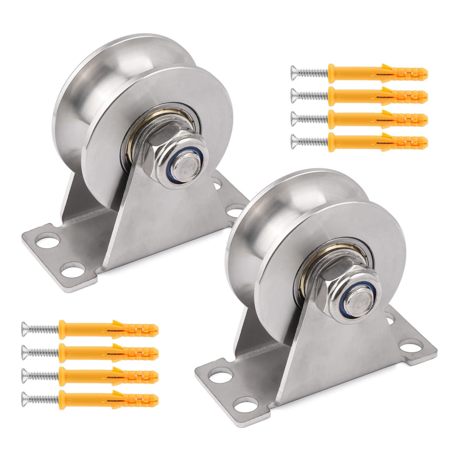 2 PCS 48mm Groove Wheel Pulley, 304 Stainless Steel, 850 lbs Load, Duplex