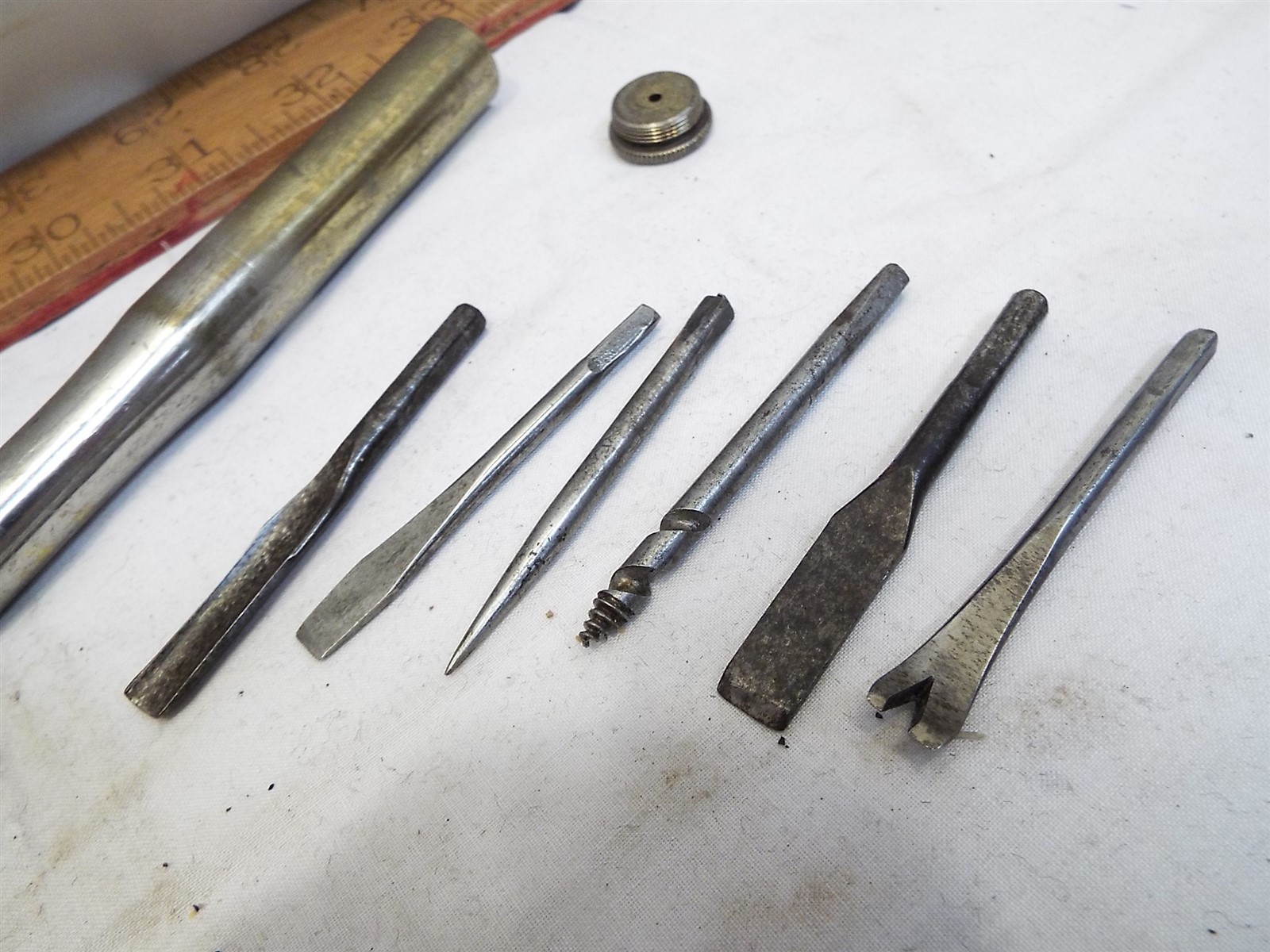 Vintage Pocket Multi Tool Kit Handle Hammer Screwdriver Drill Portable