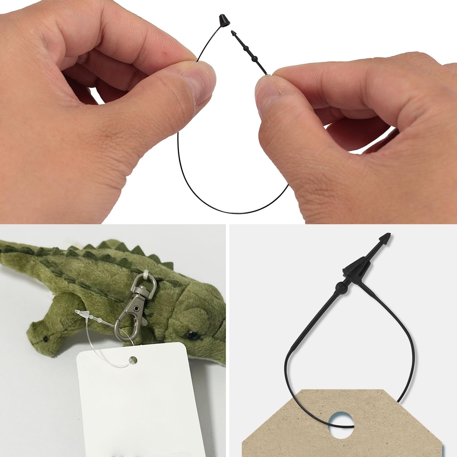 SIDAZON 3 Inch 500 Pcs Plastic Fasteners Hang Tags Clear 3“ 500pcs,