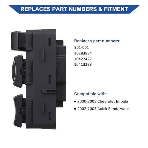 Power Master Window Switch 10283834 – Compatible with Chevy Impala 2000-2005,