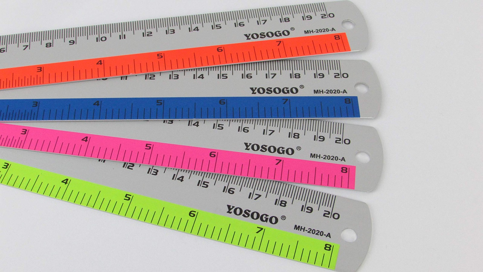 8 Inch / 20 cm Assorted Color Aluminum Ruler in Inch and CM Scale with Hangin…