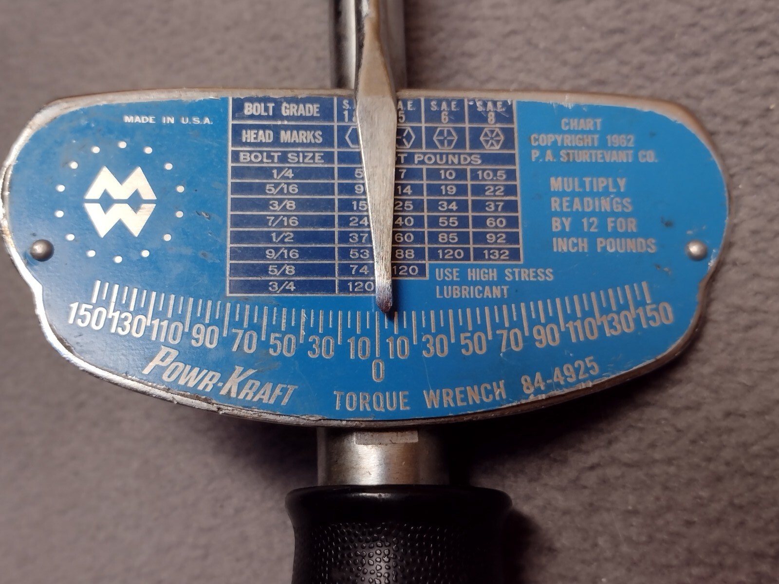 Vintage Powr-Kraft Torque Wrench Half Inch Drive USA Made