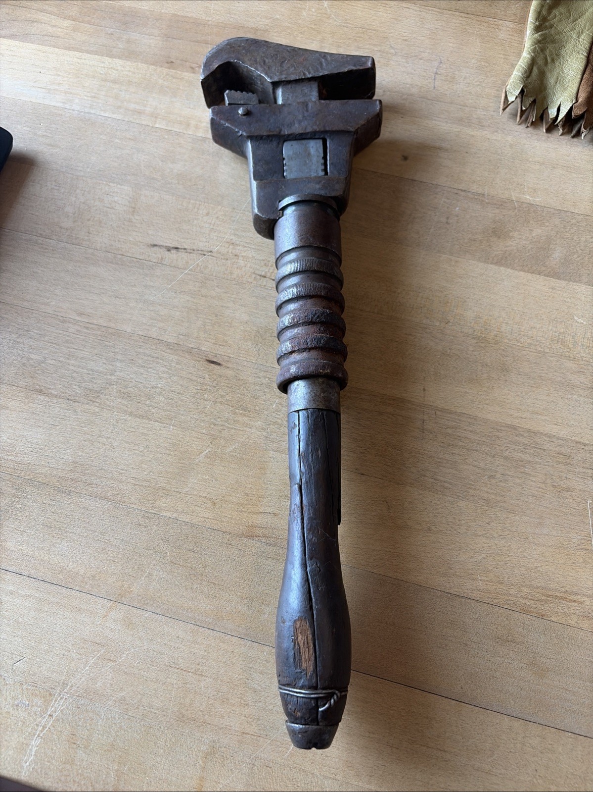 Vintage Bemis & Call Monkey Wrench With Wooden Handle