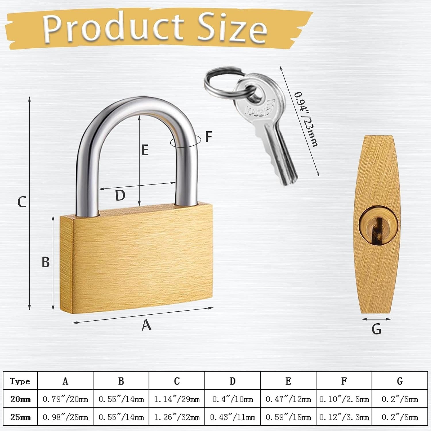 Compact 20mm & 25mm Brass Padlocks with Keys for Essential Security Needs