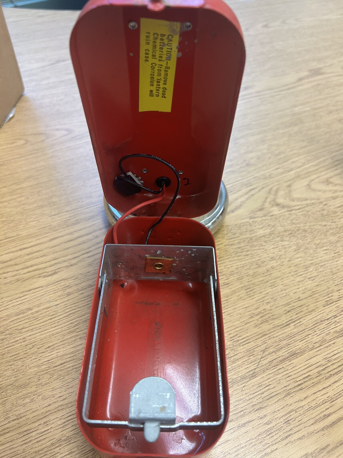 Vintage Teledyne Big Beam Model #266 Hand Lantern Red Steel Chrome Flashlight 6V