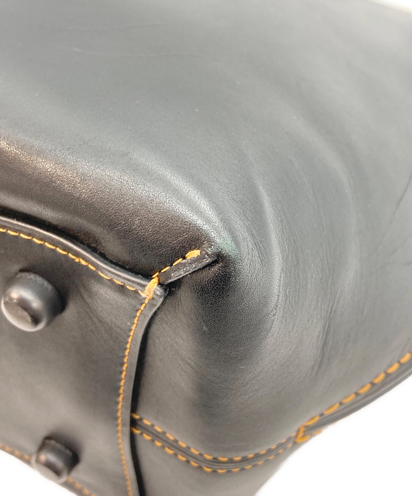 COACH Dakotah Satchel 59983 Whipstitch Handle 25×28 Black Used Women’s Bag
