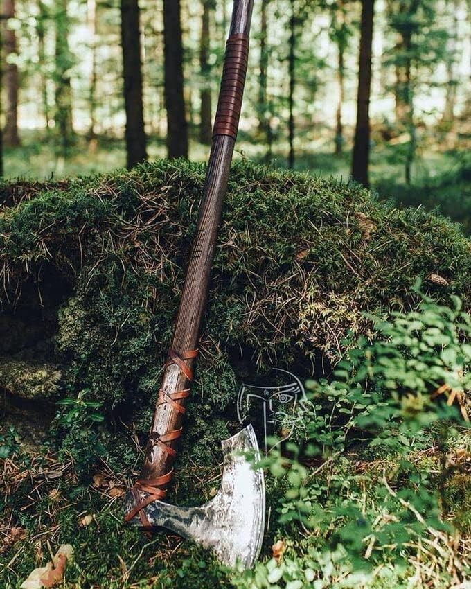 Handmade Viking Hatchet Norse Axe- 40″ Long Two-Handed Berserker Axe