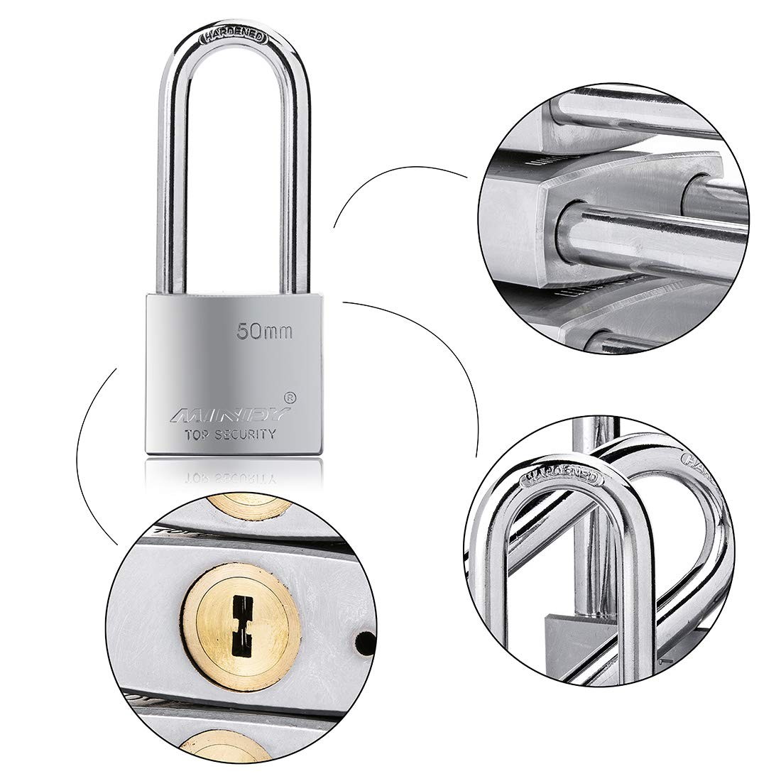 50mm Long Shackle Padlocks for Outdoor Use All Weather Resistant, Alloy Steel…