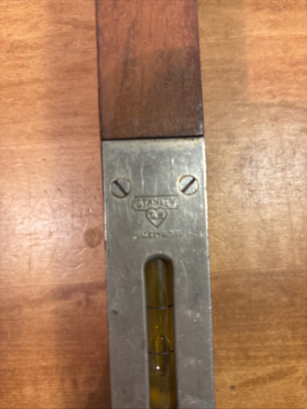 Vintage Stanley 24”Sweetheart No. 0 Cherry Wood Level- Nickel -Rare Logo