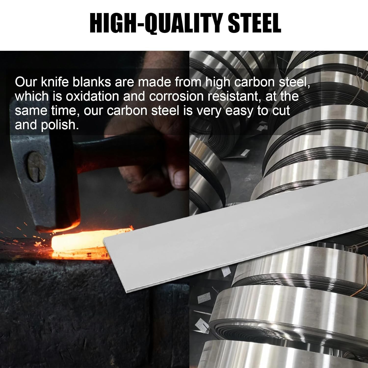5 Pack 15N20 Steel for Knife Making – 12″x1.5″x1/8″ 15N20 Steel Flat Stock Knife