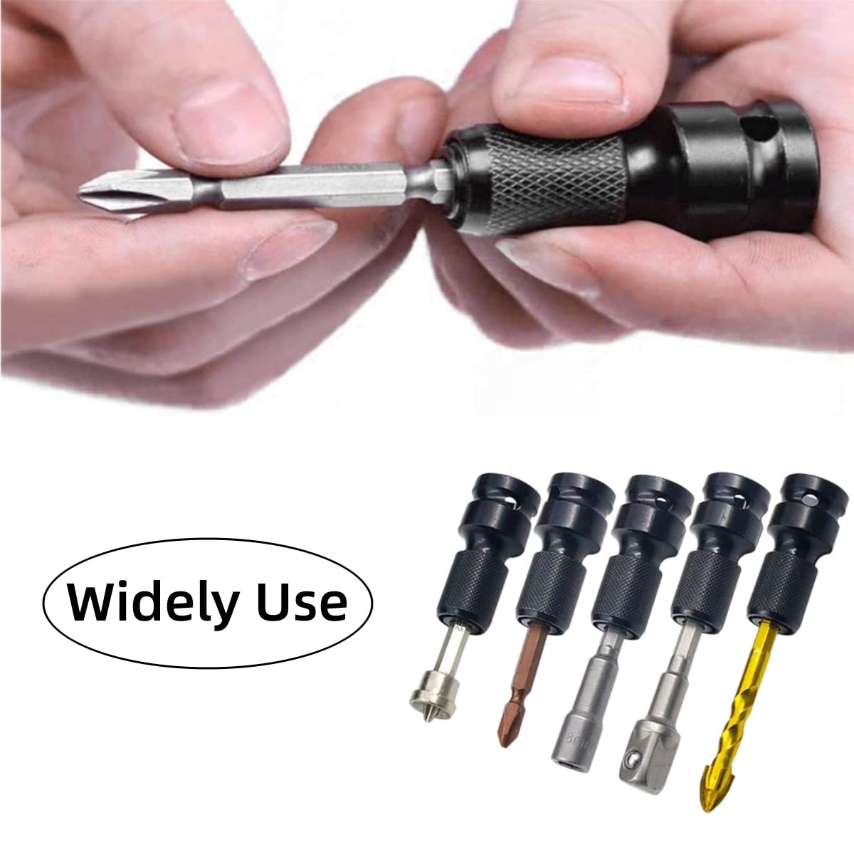 2 Pcs 1 2 Inch Square Drive to 1 4 Inch Hex Shank Impact Drill Socket Adapter
