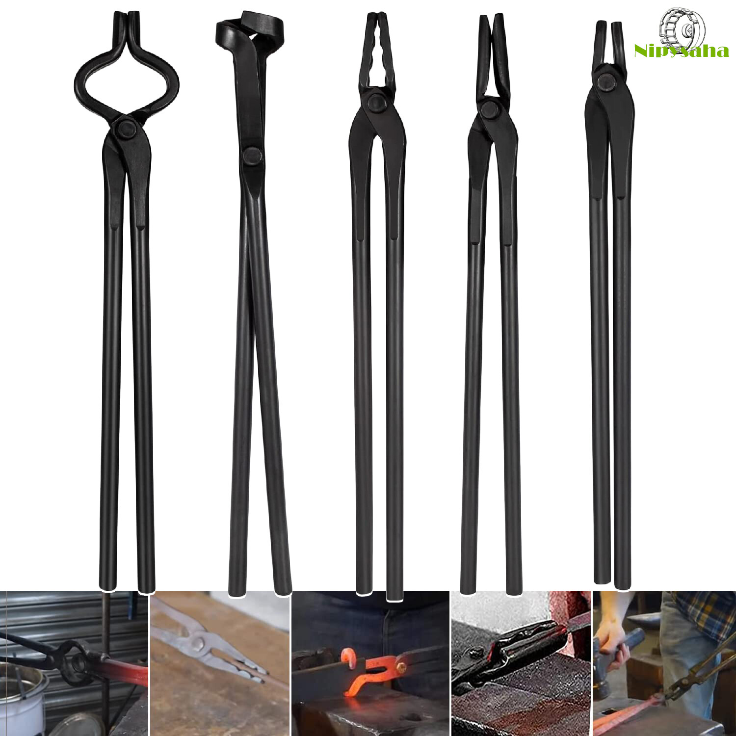 Blacksmith Tongs Tools Flat & Square Jaw & Bolt & Blade Tongs & Wolf Jaw tongs