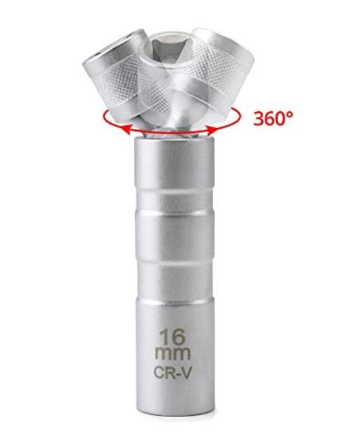 14mm&16mm Magnetic Swivel Spark Plug Socket, Thin Wall Magnetic Rotating 3/8″