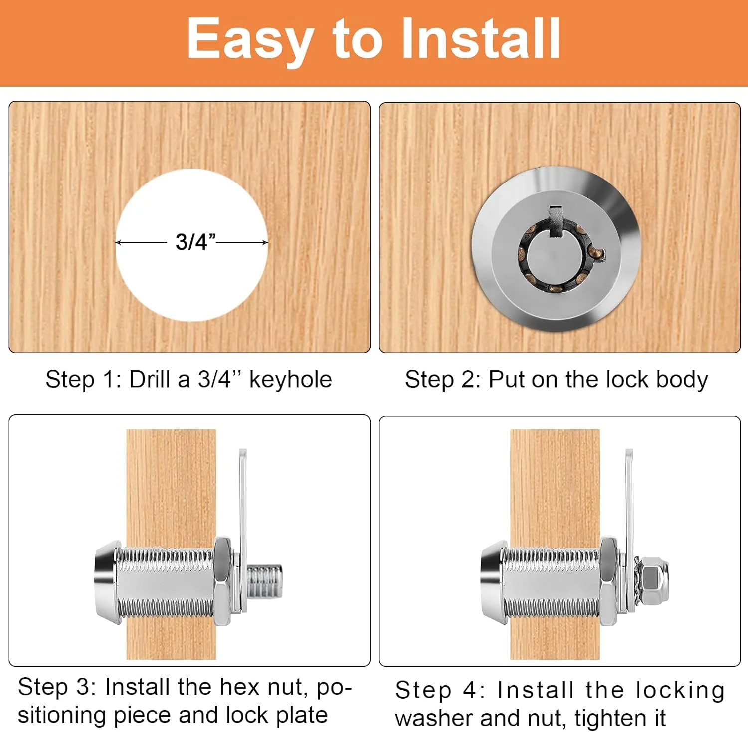 Cam Locks RV Storage Lock Keyed Alike,7/8″ Cylinder Fits on 9/16″ Max Door Thick