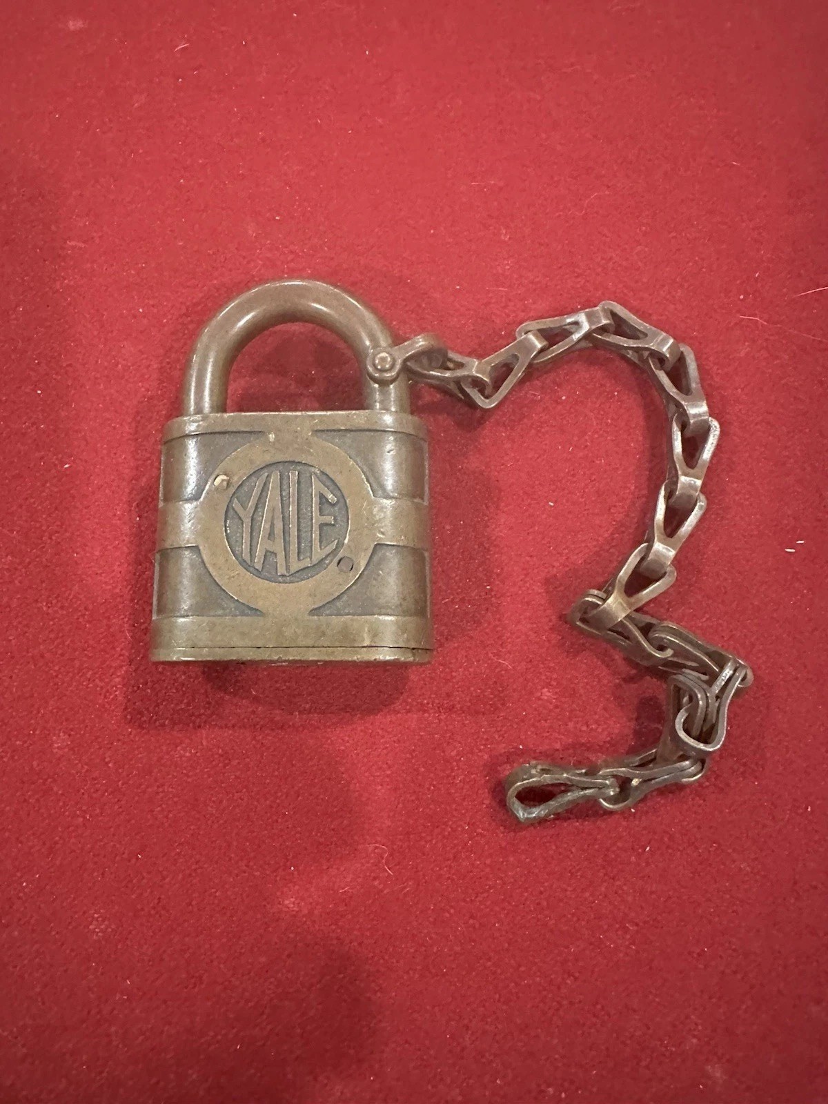 Yale & Towne Solid Bronze Padlock With Bronze Chain. ( No Original Key)