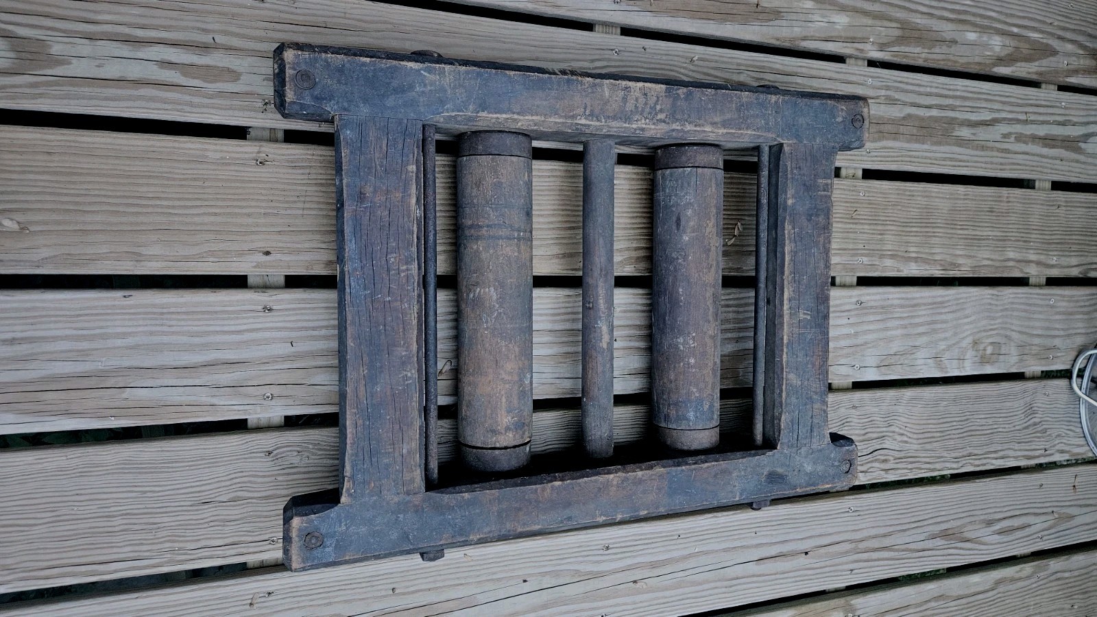 Antique Late 1800s Railroad Track/ Sawmill Lumber Roller-Double Unit- Rare Piece