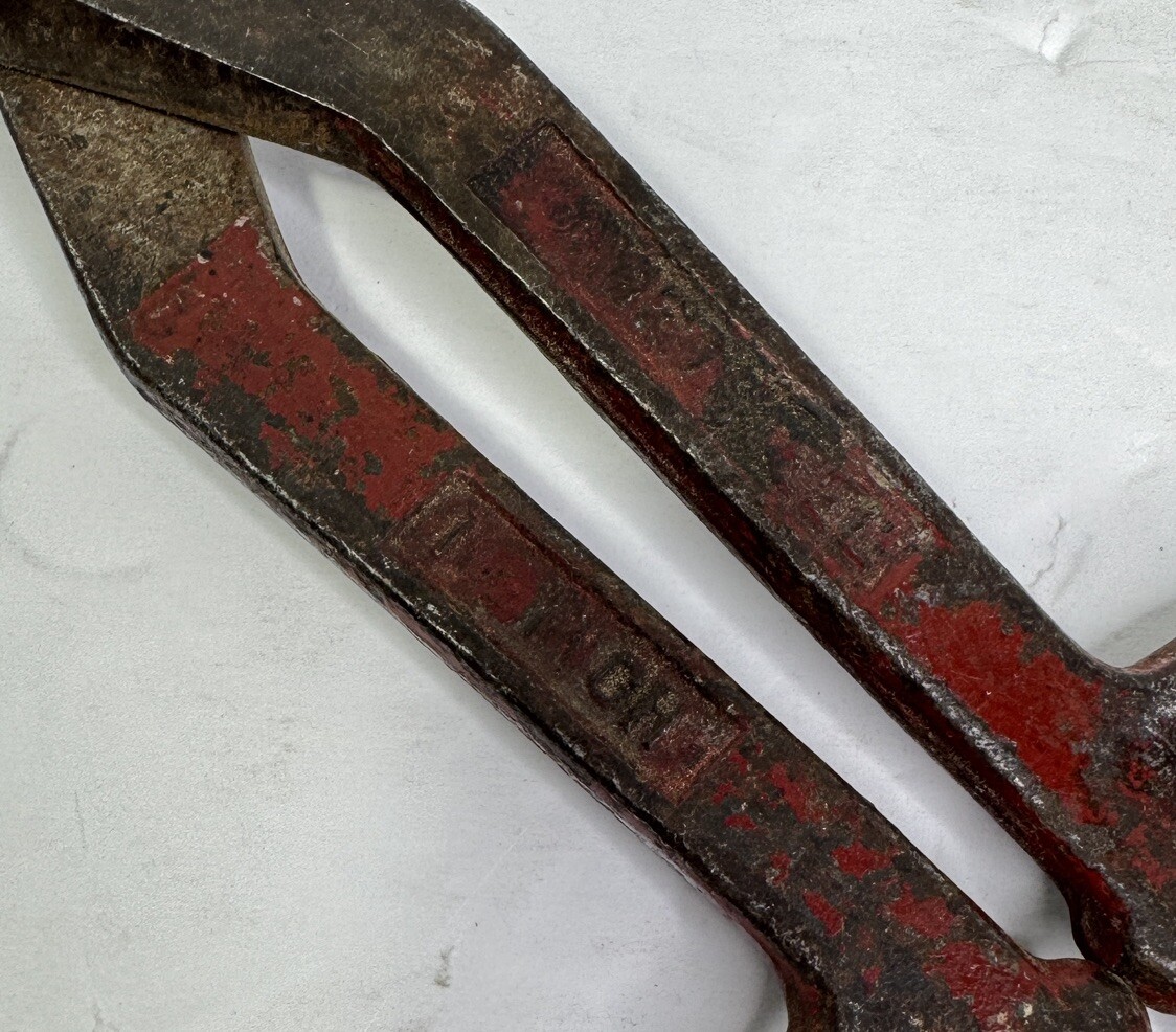 Hudson Forge Co. 10 inch Tin Snips Flat Blade Solid Steel Vintage