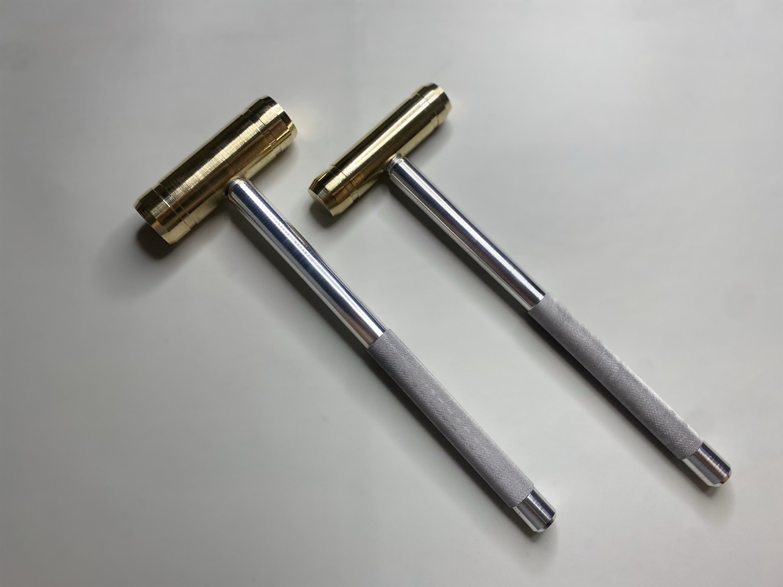 Brass Hammers 8oz & 6oz (2) Pcs 8” Long 3” Wide 1/2” Solid Aluminum Handle