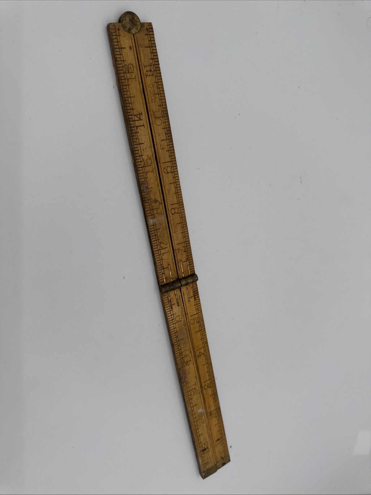 Vintage 24″ Chaplin Rule & Level Co. No. 62 Boxwood and Brass Bound Folding Rule