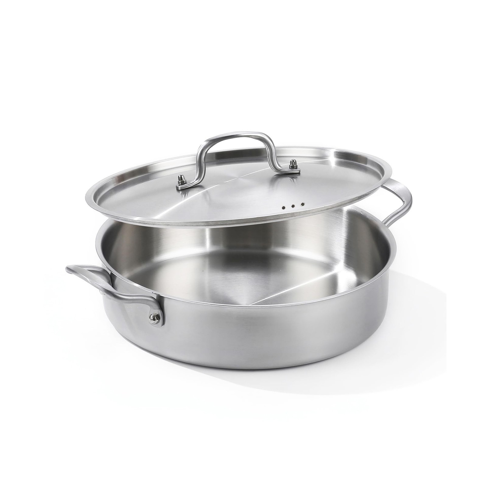 Saute Pan, 7 Quart Tri-Ply Stainless Steel Saute Pan, 12inch Deep F… Fast Ship